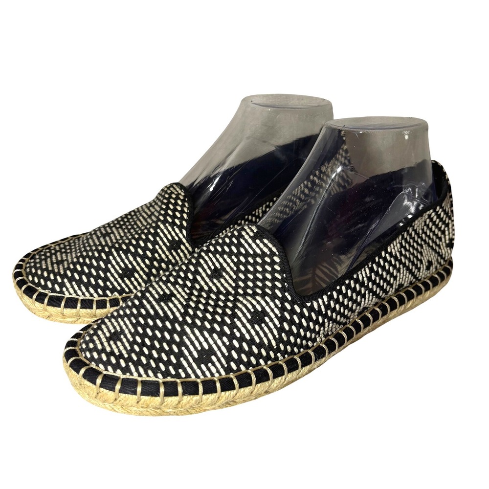 DV Dolce Vita Womens Black White Woven Espadrille Flats Slip On Shoes Size 9